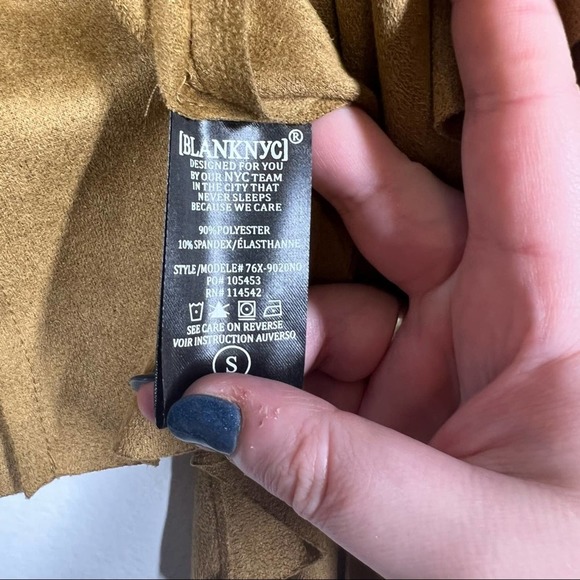 BLANK NYC New! Faux Suede Asymmetrical Zip Up Leather Jacket Small Camel - Picture 4 of 6